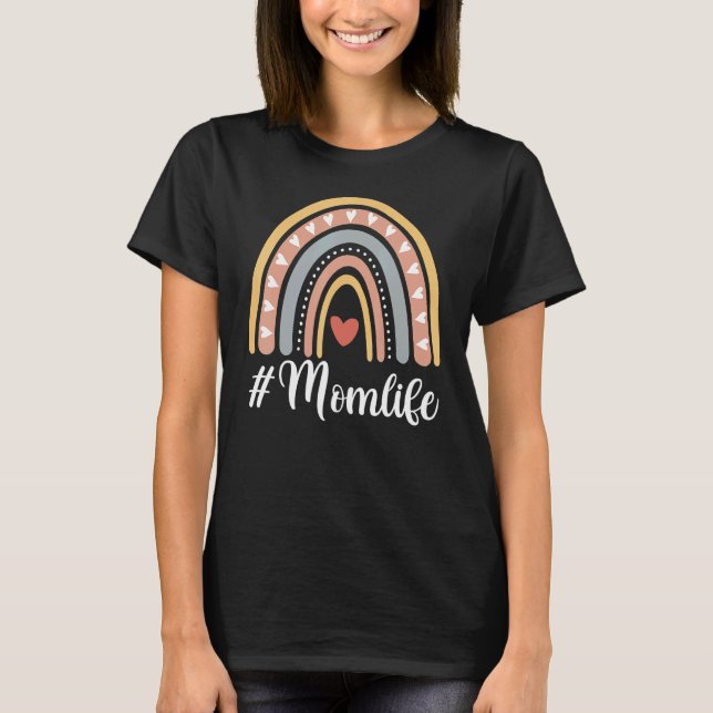Rainbow Leopard Print Mom Life  For Mother's Day W T-Shirt (Front)