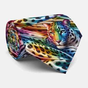 Rainbow Leopard Print Neck Tie