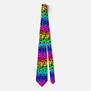 Rainbow Leopard Print Neck Tie