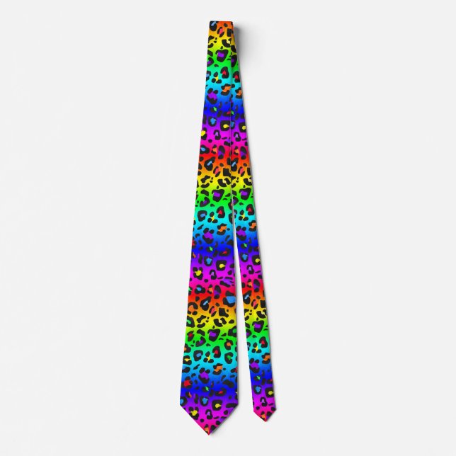 Rainbow Leopard Print Neck Tie (Front)