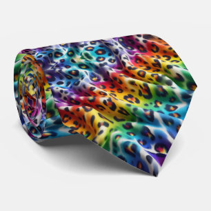 Rainbow Leopard Print Neck Tie