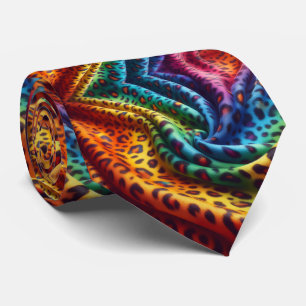 Rainbow Leopard Print Neck Tie