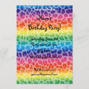 Rainbow leopard print pattern invitation