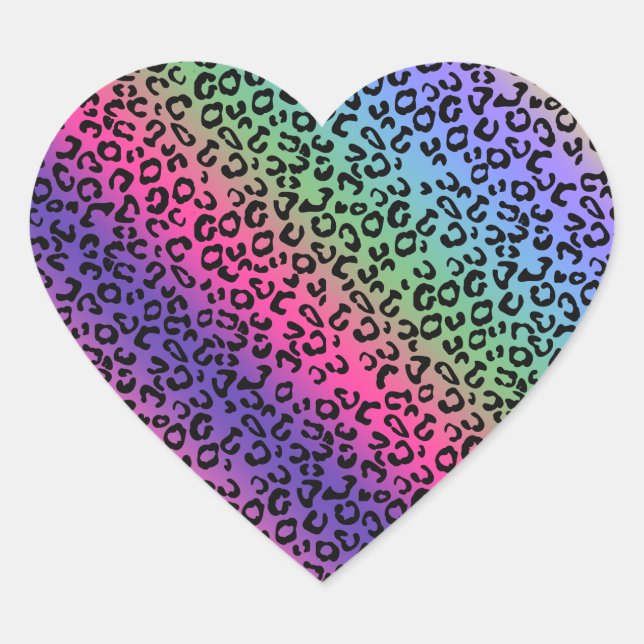Rainbow Leopard Print - Smooth Blend Heart Sticker (Front)
