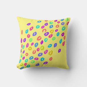 Rainbow Leopard Print Yellow Throw Pillow