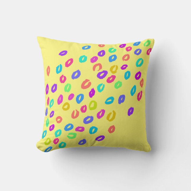 Rainbow Leopard Print Yellow Throw Pillow (Front)