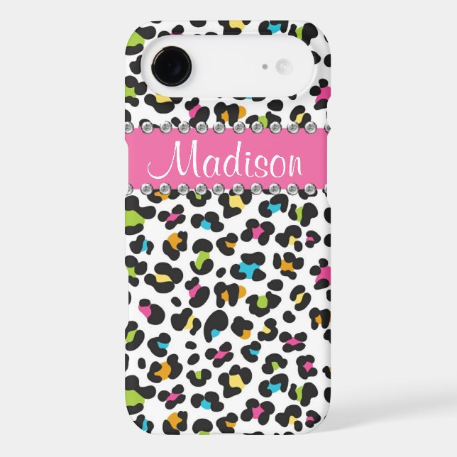 Rainbow Leopard Rhinestone Leopard BLING iPhone Case-Mate iPhone Case (Back)