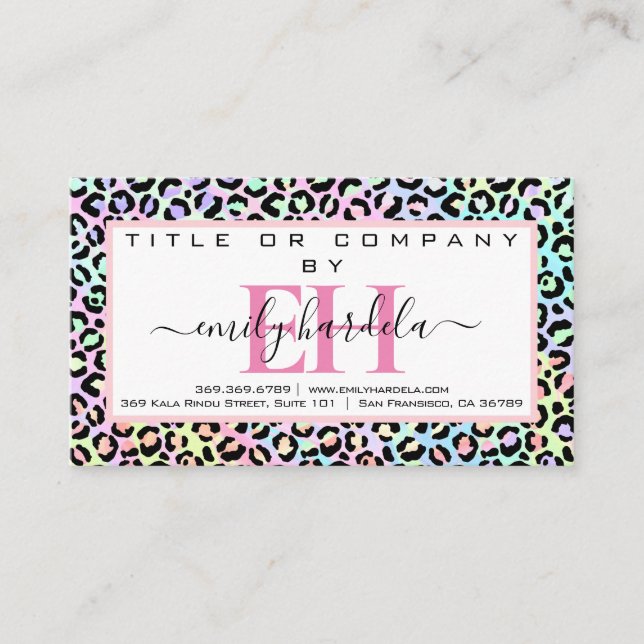 Rainbow Leopard Social Media  Business Card (Front)