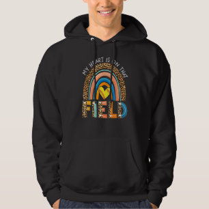 Rainbow Leopard Softball Mom My Heart Is On That F Hoodie