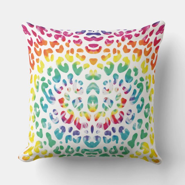 Rainbow leopard spots  throw pillow (Front)