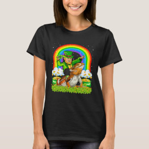 Rainbow Leprechaun Riding Bearded Dragon St Patric T-Shirt