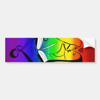 Rainbow Lesbian Romance Bumper Sticker