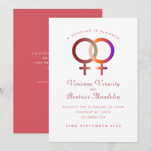 Rainbow lesbian wedding invitation