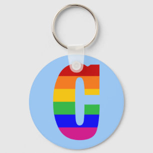 Rainbow Letter C Keychain