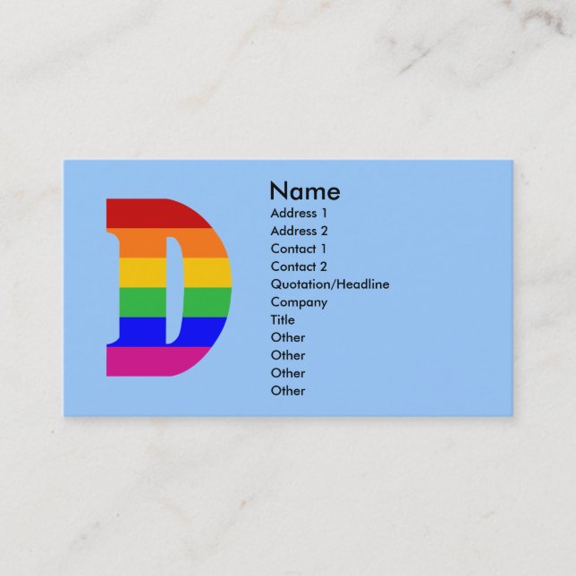 Rainbow Letter D Business Card (Front)
