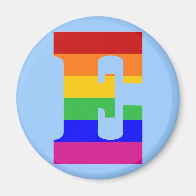 Rainbow Letter E Magnet (Front)