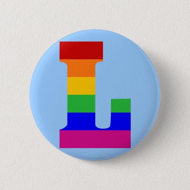 Rainbow Letter L 2 Inch Round Button (Front)