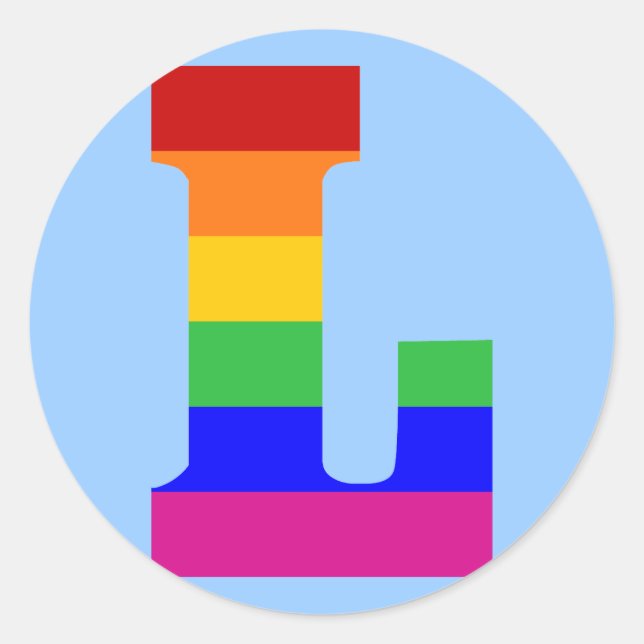 Rainbow Letter L Classic Round Sticker (Front)
