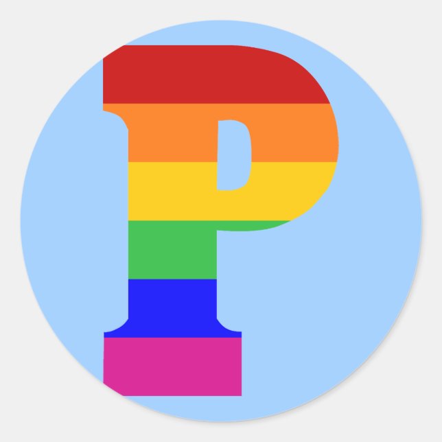 Rainbow Letter P Classic Round Sticker (Front)