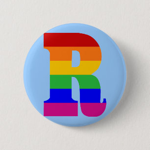 Rainbow Letter R 2 Inch Round Button