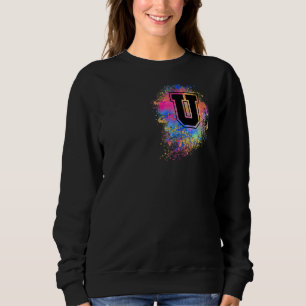 Rainbow Letter U Initial Monogrammed Colourful Pin Sweatshirt