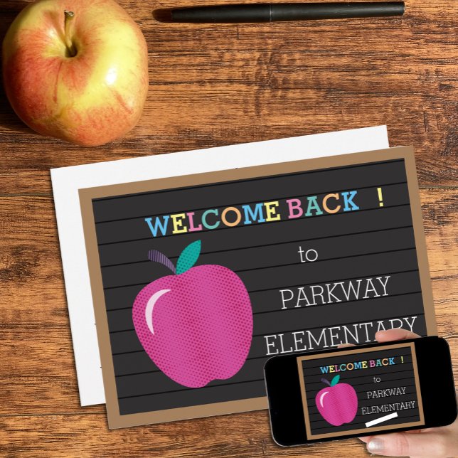 Rainbow Letters Apple Back 2 School Invitation num (Créateur téléchargé)
