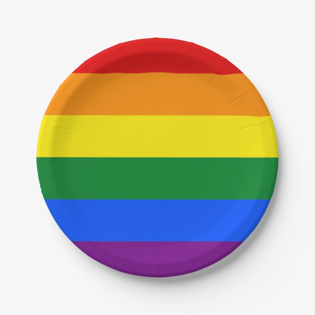 Rainbow (LGBT) Flag Paper Plate (Front)
