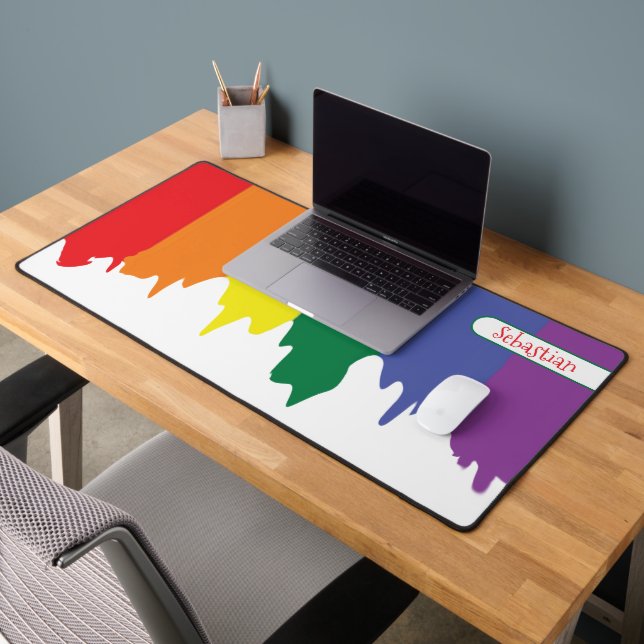 Rainbow LGBT Gay Pride Personalized Desk Mat (Office 2)