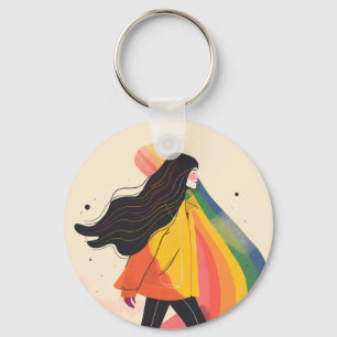 rainbow lgbt girl, Gay Lesbian, pride Keychain