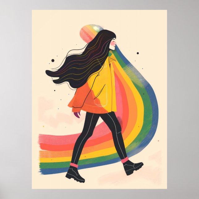 rainbow lgbt girl, Gay Lesbian, pride Poster (Front)