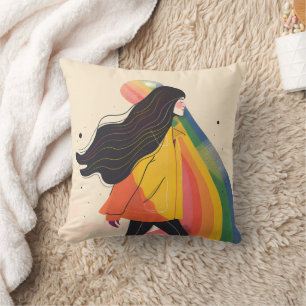 rainbow lgbt girl, Gay Lesbian, pride Throw Pillow