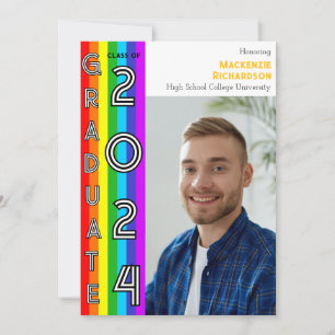 Rainbow LGBT Graduation Party Photo Invitation