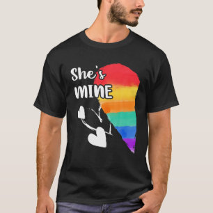 Rainbow LGBT Heart She s mine for couples Gay Lesb T-Shirt