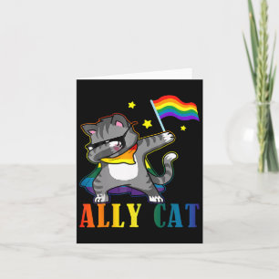 Rainbow Lgbt Lesbian Pride Funny Cat Dabbing Card