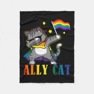 Rainbow Lgbt Lesbian Pride Funny Cat Dabbing  Fleece Blanket