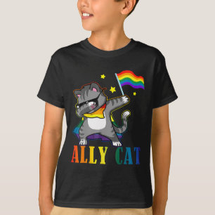 Rainbow Lgbt Lesbian Pride Funny Cat Dabbing T-Shirt