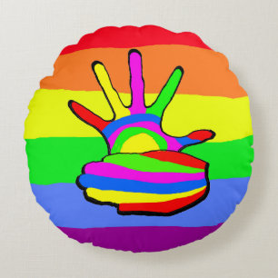 Rainbow LGBT love Round Pillow