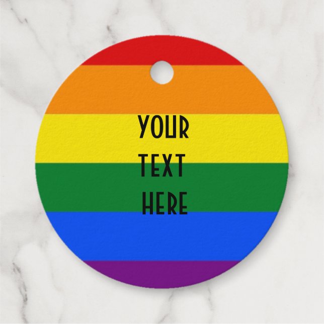 Rainbow LGBT Pride Flag with Black Custom Favour Tags (Back)