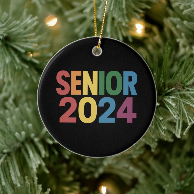 Rainbow LGBT Pride Senior 2024 Graduation Ceramic Ornament (Tree)