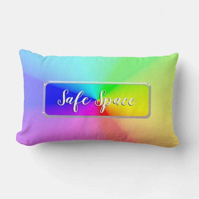 Rainbow LGBT Safe Space Lumbar Pillow (Front)