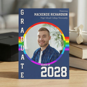 Rainbow LGBT Student Graduation Party Photo Invitation