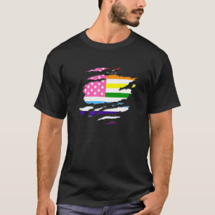 Rainbow Lgbtq American Flag 4th Of July Patriotic  T-Shirt