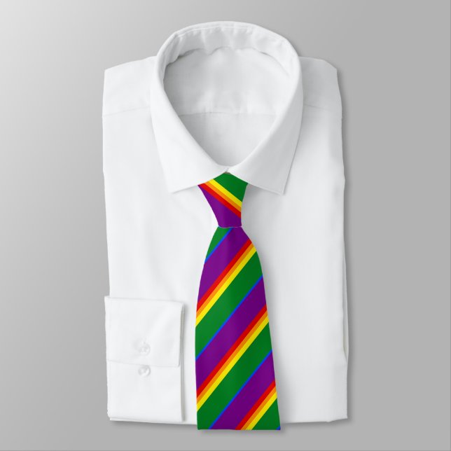 Rainbow LGBTQ American Pride Diversity Flag Tie (Tied)