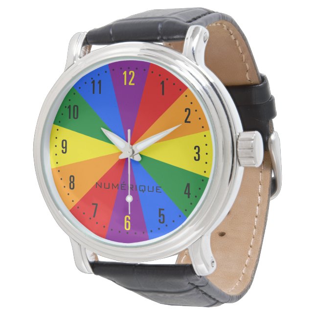 Rainbow LGBTQ American Pride Diversity Star Burst Watch (Angled)