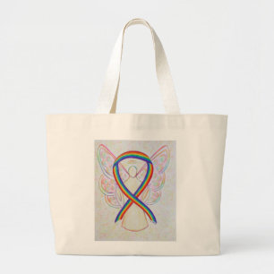 Rainbow LGBTQ Awareness Ribbon Custom Art Tote Bag