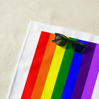 Rainbow LGBTQ+ flag stylish beach towel (white)