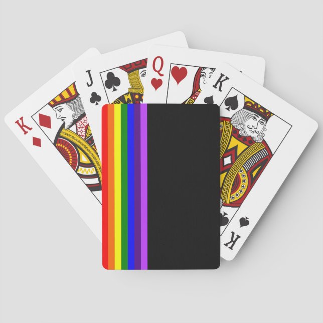 Rainbow LGBTQ+ Flag stylish playing cards (black) (Back)