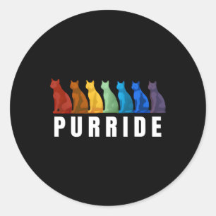 Rainbow Lgbtq Gay Pride Month Purride Cats  Classic Round Sticker