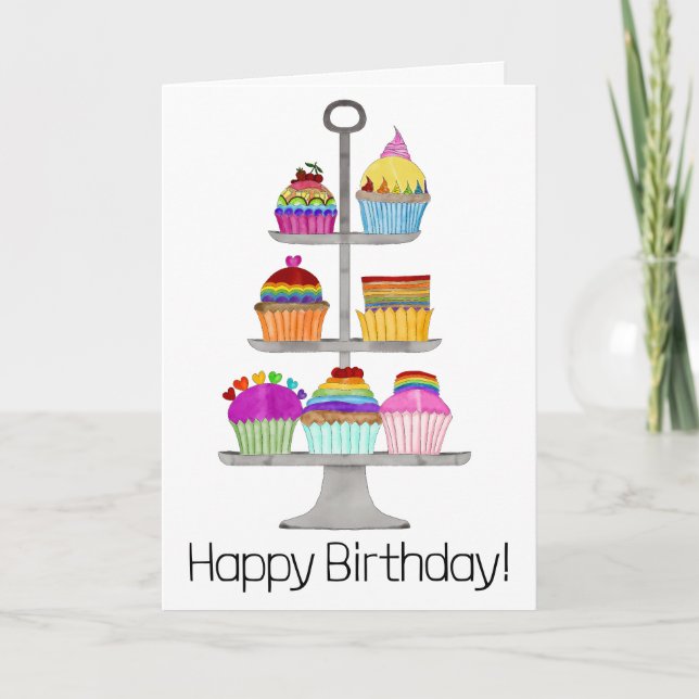 Rainbow LGBTQ pride cupcakes Carte d'anniversaire (Devant)