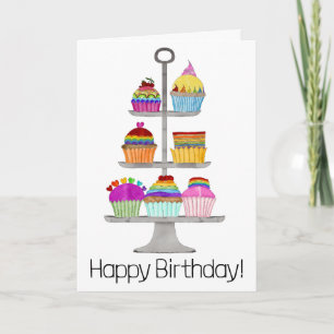 Rainbow LGBTQ pride cupcakes Carte d'anniversaire